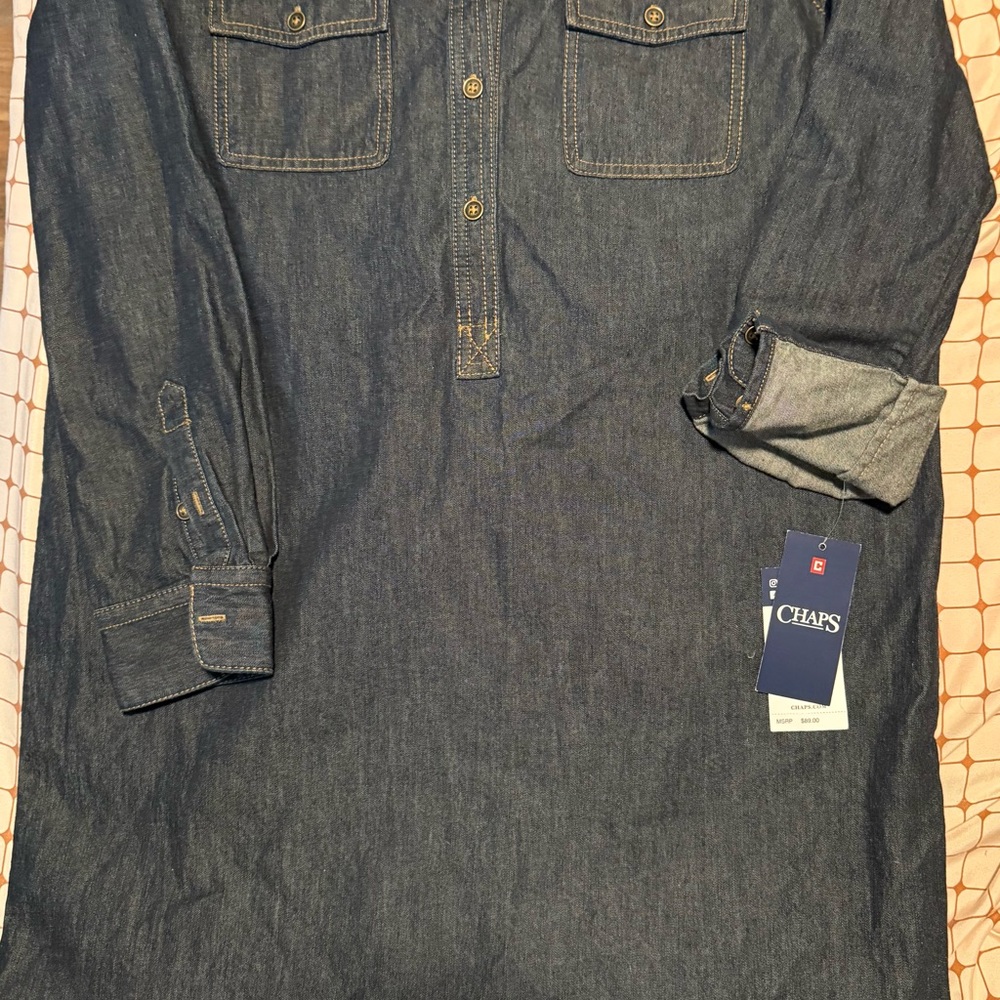 Chaps Denim Blue Midi Dress